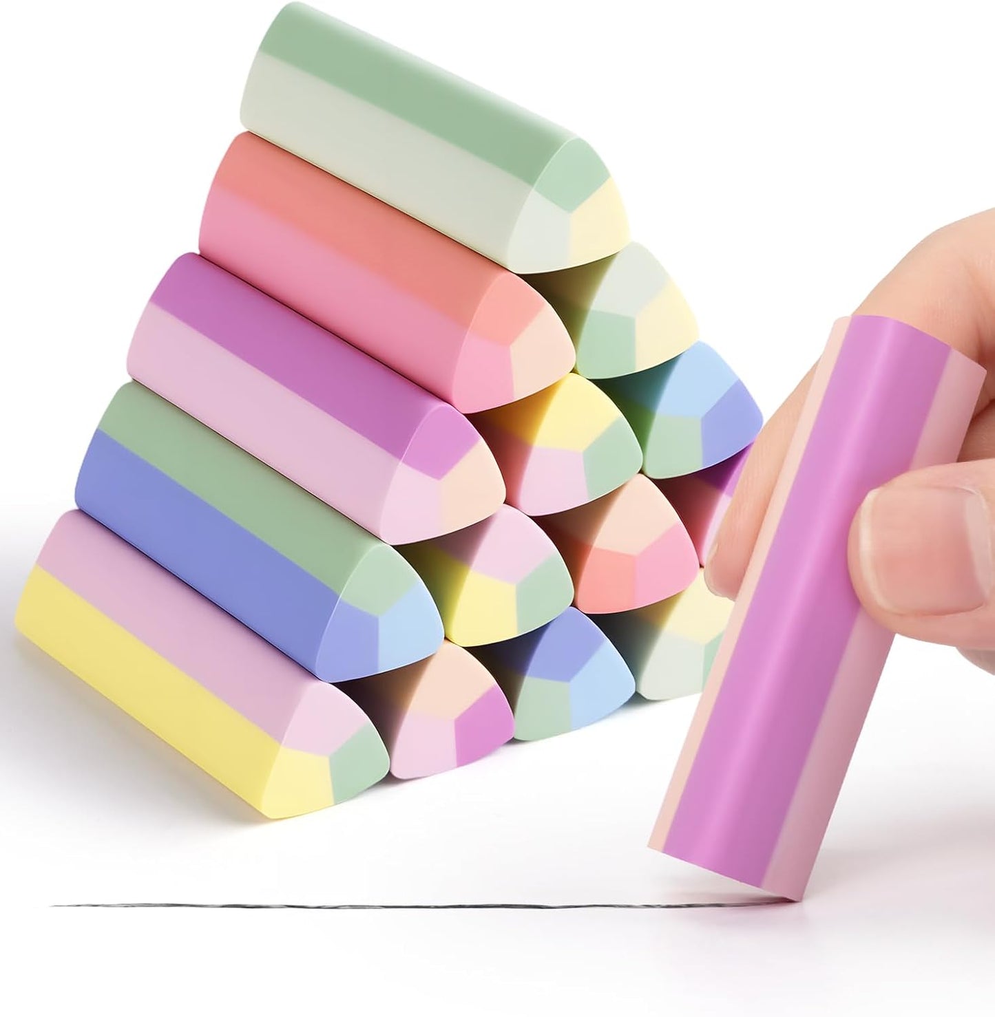15 Pack Pencil Erasers, Colored Eraser for Kids Cute Orradores Escolares Eraser for School Office Art Erasers for Drawing