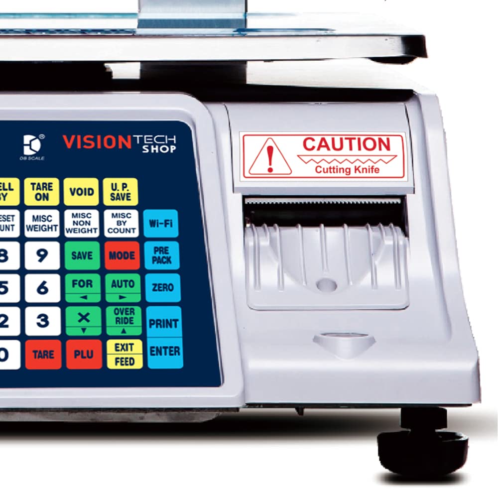VisionTechShop DLP-300 Label Printing Scale Pole Display, 30/60lbs Capacity, 0.01/0.02lbs, NTEP Legal for Trade with a Free 1 case CAS LST-8020 UPC w/Ingredients Label, 58 x 60 mm