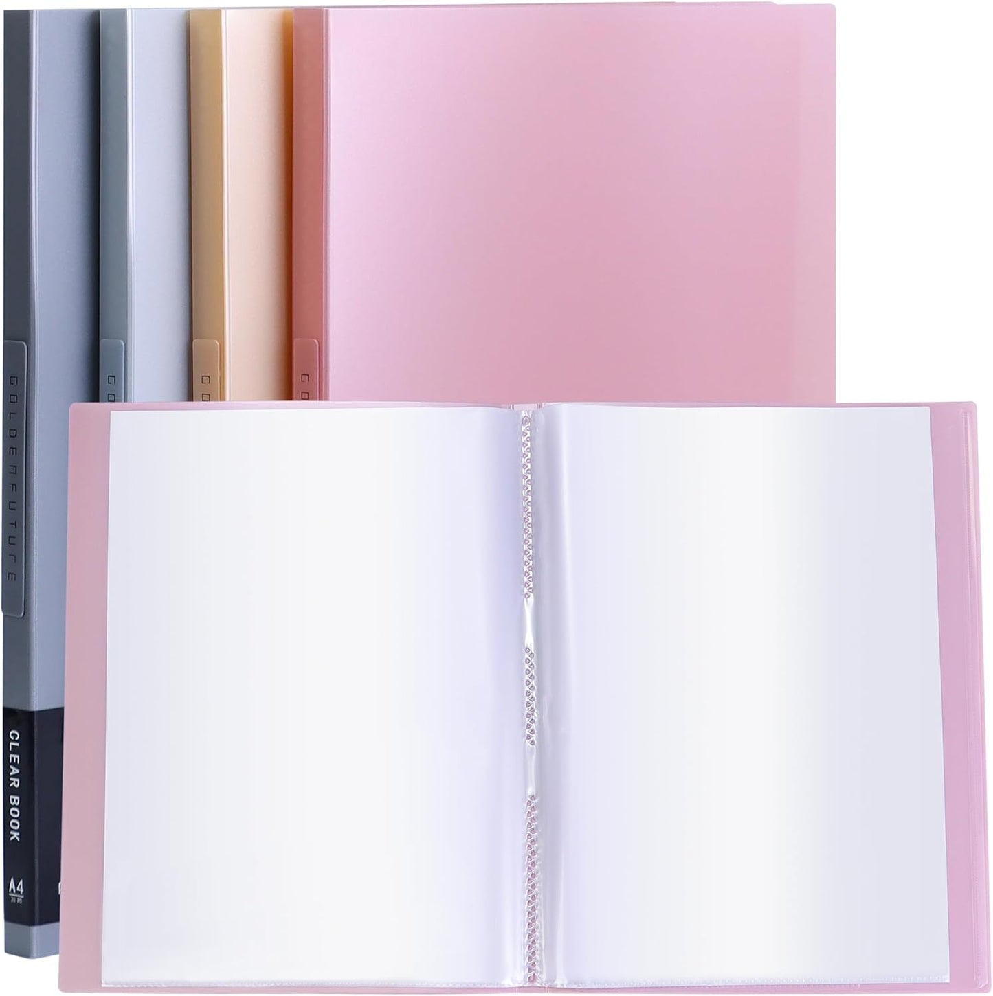 Tuhangcc Binder with Plastic Sleeves 8.5x11 20-Pocket- Heavy Duty Art Portfolio Folder with Clear Sheet Protectors,Displays 40Pages, Presentation Book for Artwork, Document Organizer(Space Gray)