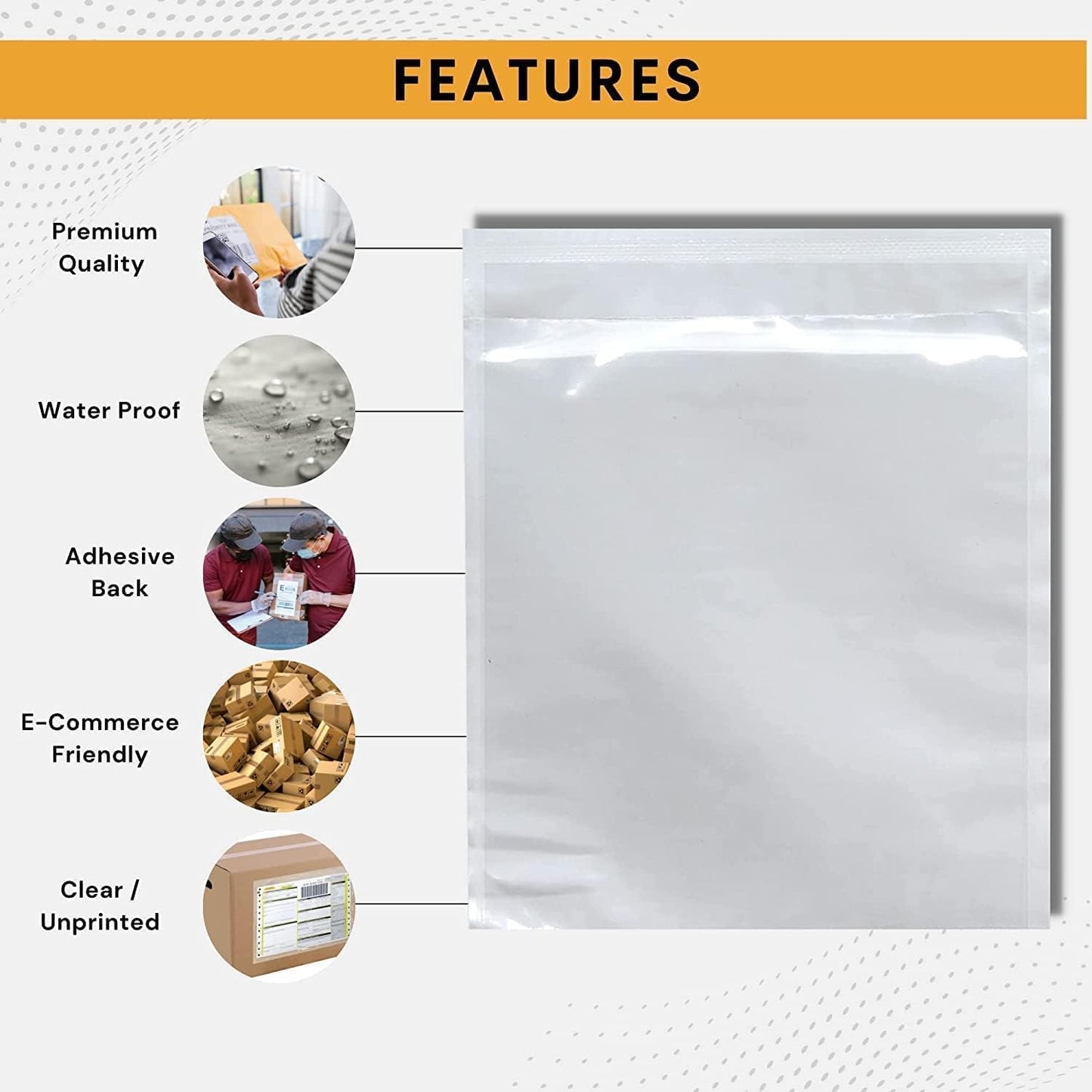 300 Pack 6"x9" Shipping Label Sleeves – Clear Self-Adhesive Packing Slip Pouches, Waterproof Packing List Envelopes – Ideal for Shipping Documents, Mailing Labels, Invoices & Packing Slips