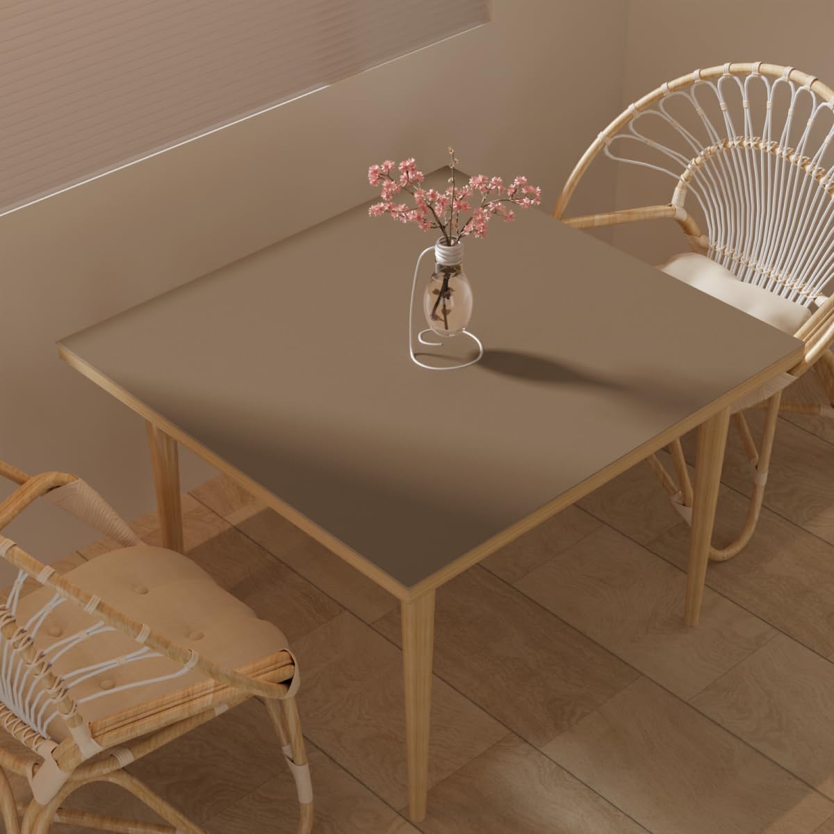 Leather Table Cover,1.8mm Thick,40x40 Inch Table Protector,Table Protector for Dining Room Table,Dining Table Cover,Table Cover Protector.(Mud Color+Champagne Gold,40x40)