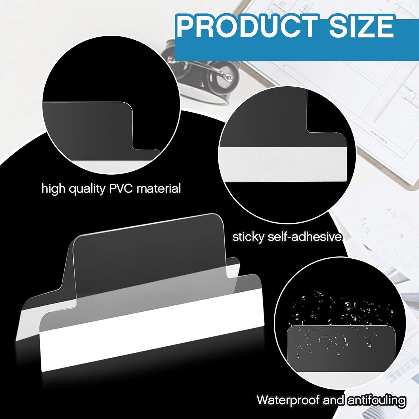 Gueevin Insertable Self Adhesive Tabs with Printable Inserts, 1 Inch Clear Index Tabs, 100 Pieces