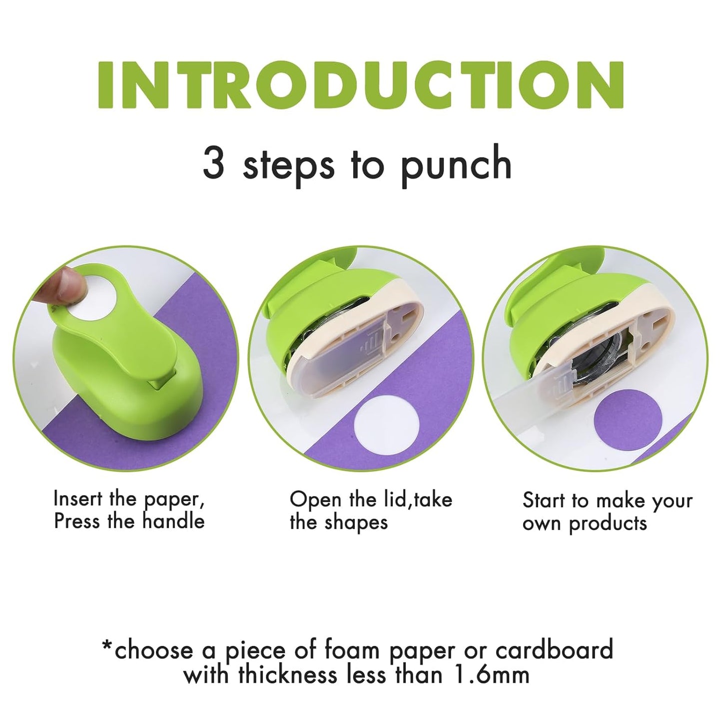 LOONENG 3/8inch, 5/8inch, 1inch, 1.5inch, 2inch Circle Punch Set, 5 Different Size Circle Paper Punch for Scrapbooking, Card Making, DIY Photo Albums, Gift Tags, Homemade Confetti