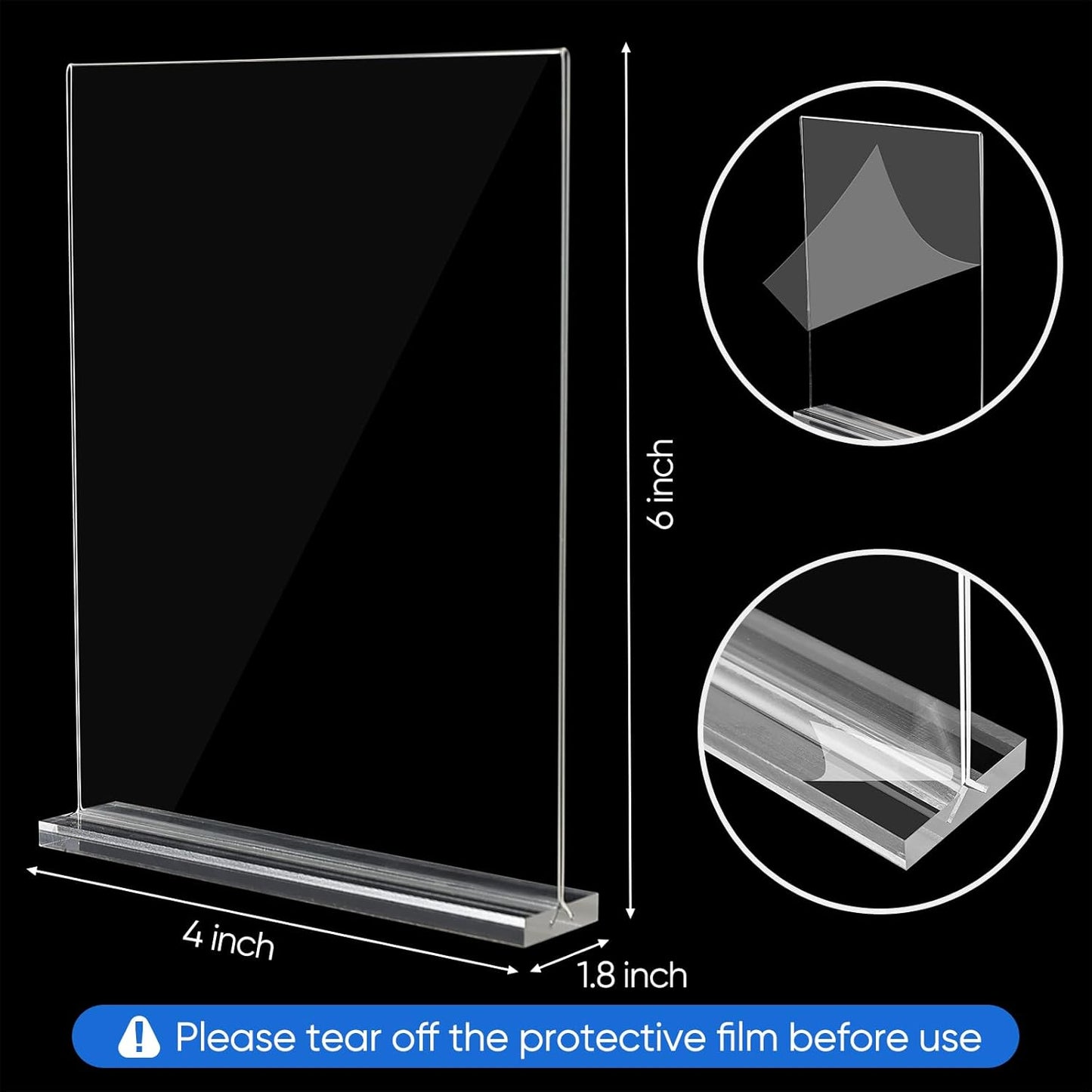 10 Pack Acrylic Sign Holder 4 x 6, Clear Double Side T Shape Acrylic Table Sign Stands for Displaying, Flyer Holder Paper Card Holder for Office Business Store Mall Restaurants