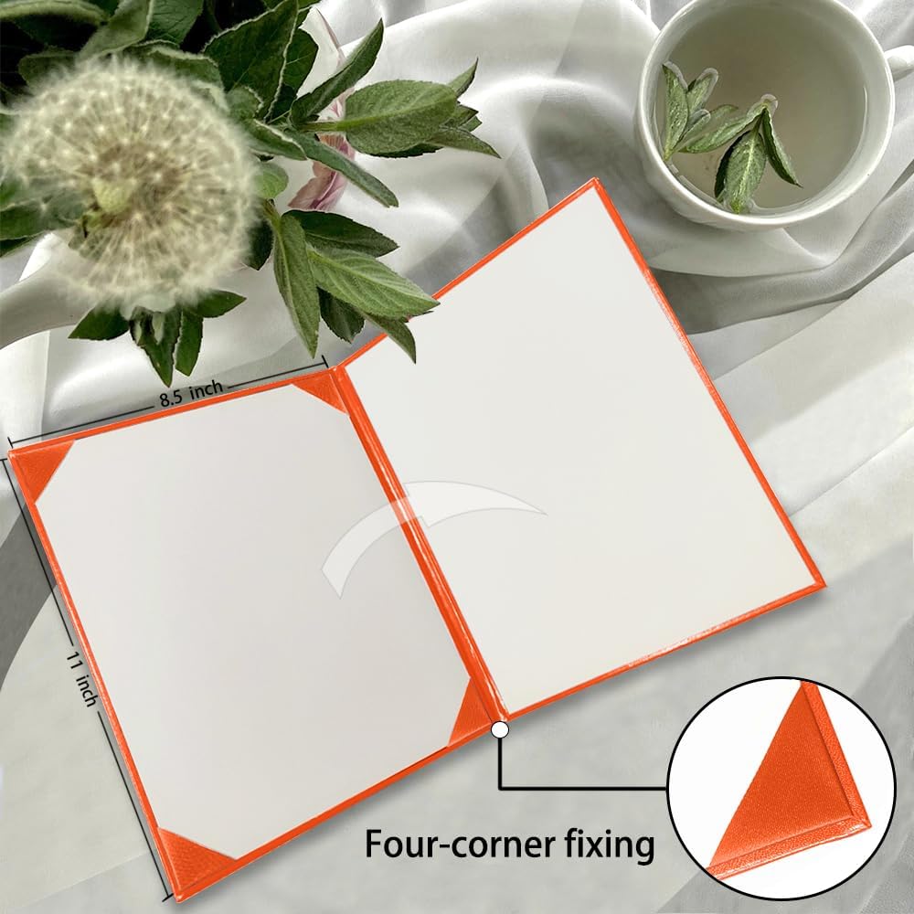 Certificate Holders 8.5"x11" Graduation Diploma Cover Document Leather Folders,Orange-2 Pack