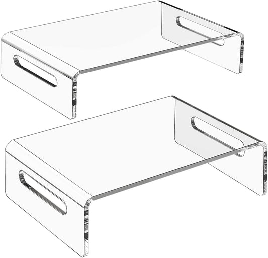 Zimilar 2 Pack Monitor Stand Riser, Acrylic Monitor Stand for Computer, Laptop, Printer, Notebook, Premium Clear Laptop Stand Acrylic Monitor Riser for Home Office, Monitor Stands for 2 Monitors