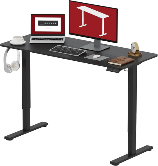 SANODESK Electric Standing Desk 48x24 Inch Height Adjustable Stand Up Desk Home Office Computer Workstation Sit Stand Home Office with Splice Board (Black Frame + Black Top)