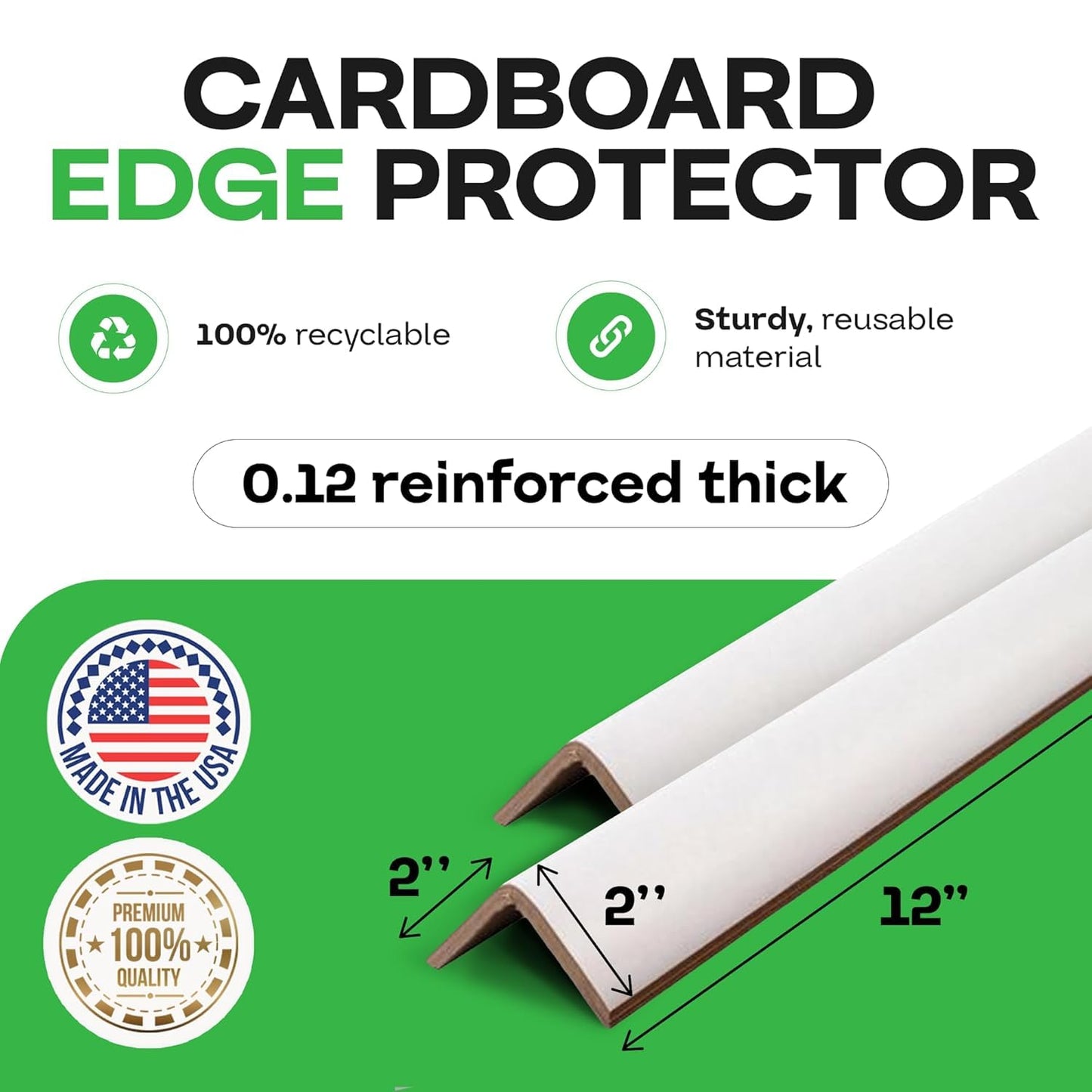 IDL Packaging Cardboard Edge Protectors 2" x 2" x 12", Full Pallet of 5,746 pc, White - V-Board Reinforced Corner Protectors - Regular-Duty Cardboard Corners for Shipping