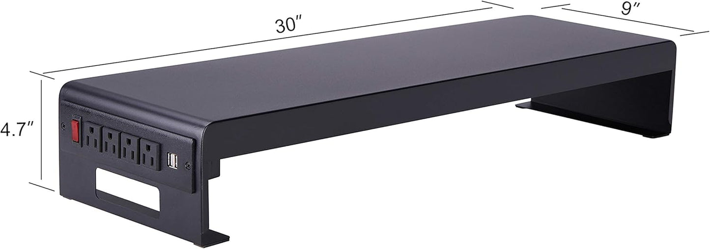 Rocelco 46" Height Adjustable Corner Standing Desk Converter with Dual Monitor Stand Bundle - Sit Stand Up Computer Workstation Riser - Extra Large Keyboard Tray - Teak Wood Grain (R CADRT-46-DMS)