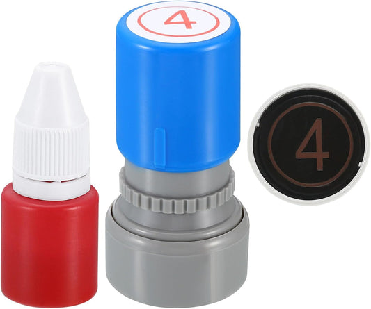 PATIKIL Number Stamps Self Inking, Numeral 4 Number Stamp Teacher Stamp Initial Stamp Ink Stamp for Class Notebook Scrapbooking DIY Craft Style 2, Red Ink