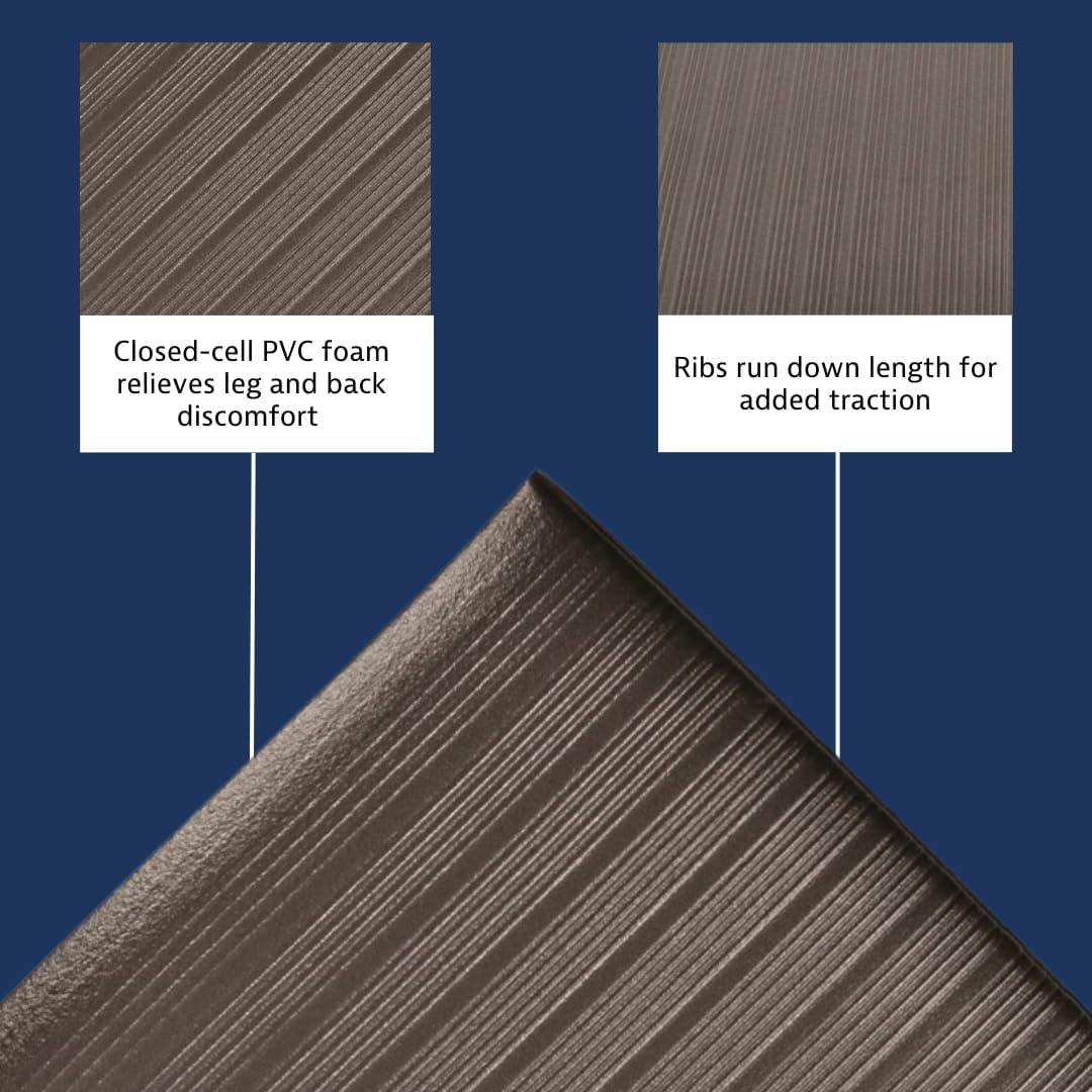 Notrax 410 Airug® 3' x 12' x 5/8" Anti Fatigue Mat, Enhanced Slip Resistance with Beveled Edges and Ribbed Surface, Ideal for Industrial and Commercial Workplaces, Black, 410S5312BL