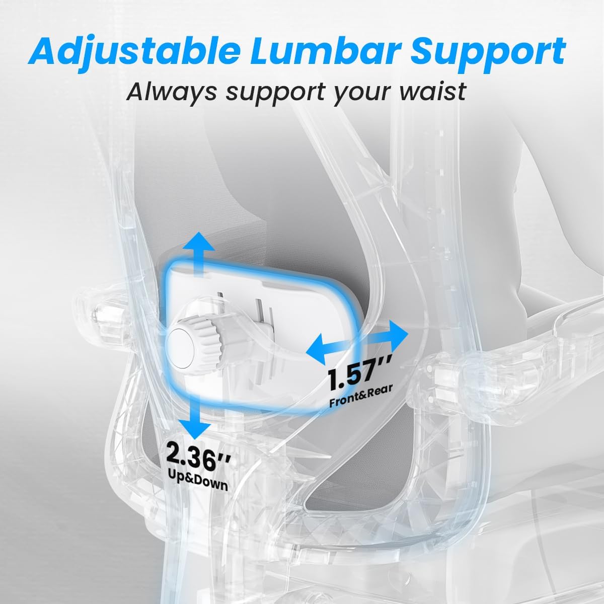 Farini Ergonomic Office Chair with Footrest, Mesh Office Desk Chair with Headrest, High Back Computer Chair with Adjustable Lumbar Support for Home Office Study Room Bedroom, White & Grey