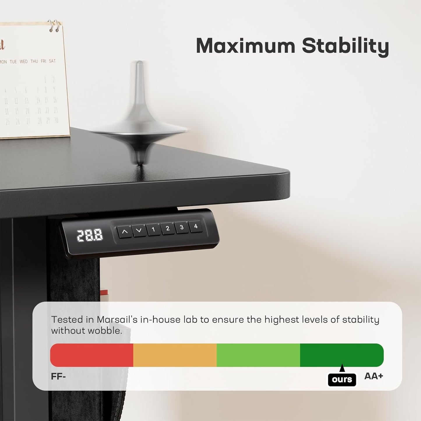 Marsail 40x24 Electric Standing Desk - Adjustable Height Computer Desk with Memory Presets, Storage Bag & Cable Management for Home Office & Gaming Workstations