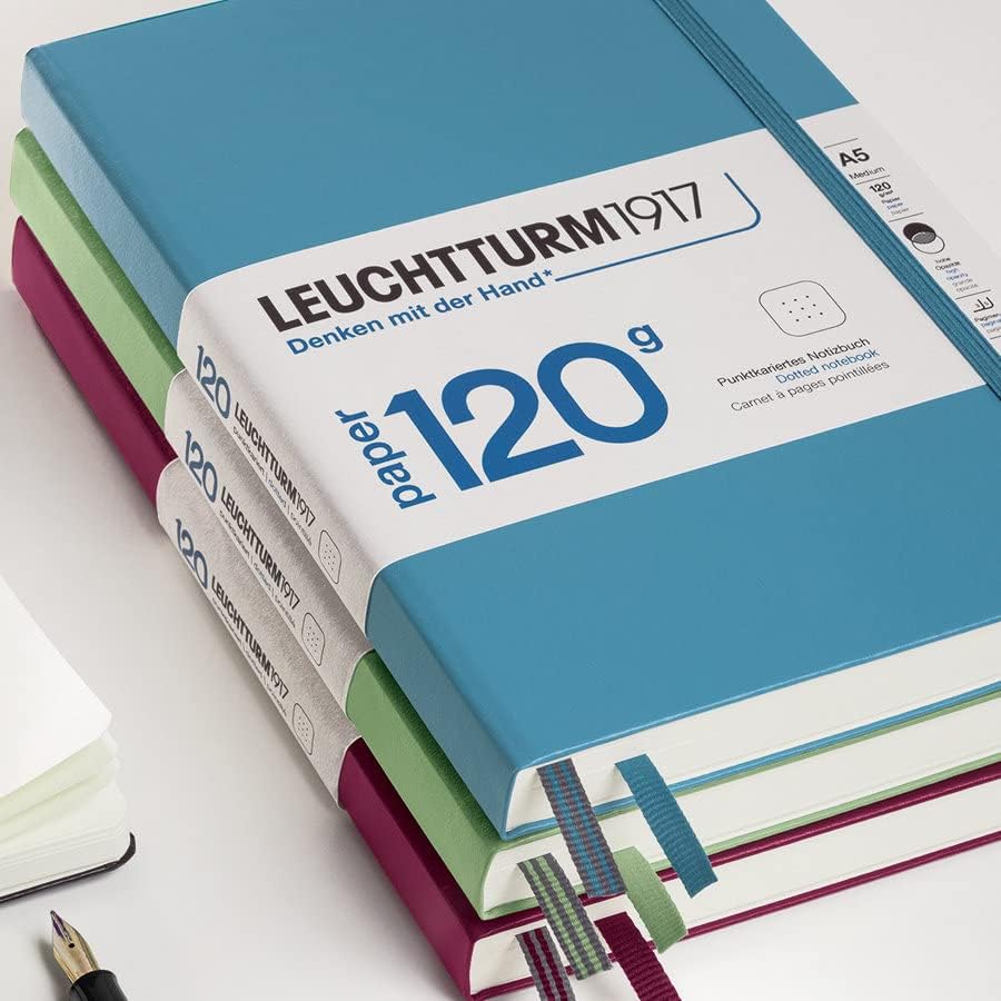 LEUCHTTURM1917-120G Special Edition - Medium A5 Ruled Hardcover Notebook (Black) - 203 Numbered Pages with 120gsm Paper