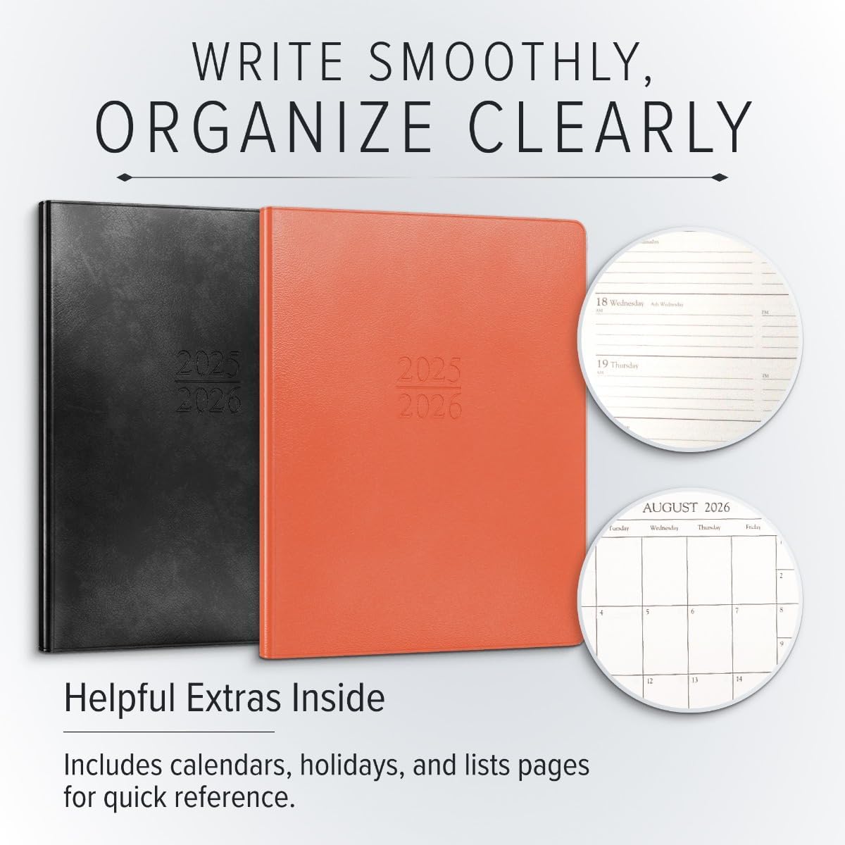 Gallery Leather Academic Planner 2025-2026, Teacher and Student Weekly Monthly Planner, Elegantly Bound Calendar with Gold-Gilded Page Edges, 18 Months - Caribbean Sunset - 9x7"