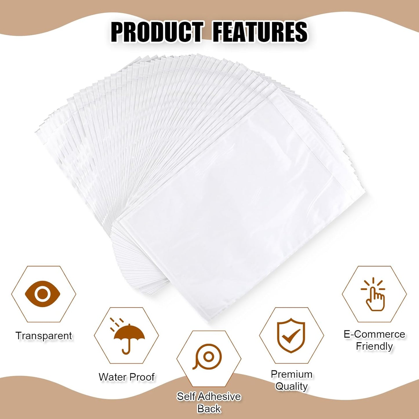 Cholemy 400 Pcs 9.5 x 12 in Clear Packing List Envelopes Shipping Pouches Mailing Shipping Label Sleeves Clear Adhesive Pockets Protectors Slip Envelope Pouches Holders Cover Enclosed Bag for Packing