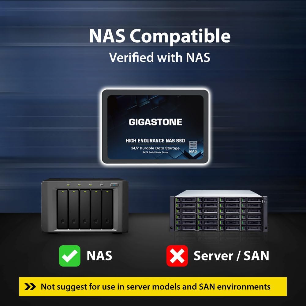 Gigastone 2TB NAS SSD Drive (2-Pack) 24/7 Durable TLC High Endurance RAID Data Storage Network Attached Storage 2.5" SATA Internal Solid State Hard Drives