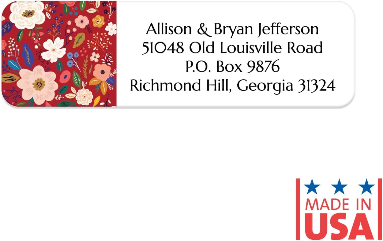 Multi-Floral Print Rolled Address Labels / 500 Personalized Return Address Labels/Designer Address Stickers in Elegant Plastic Dispenser
