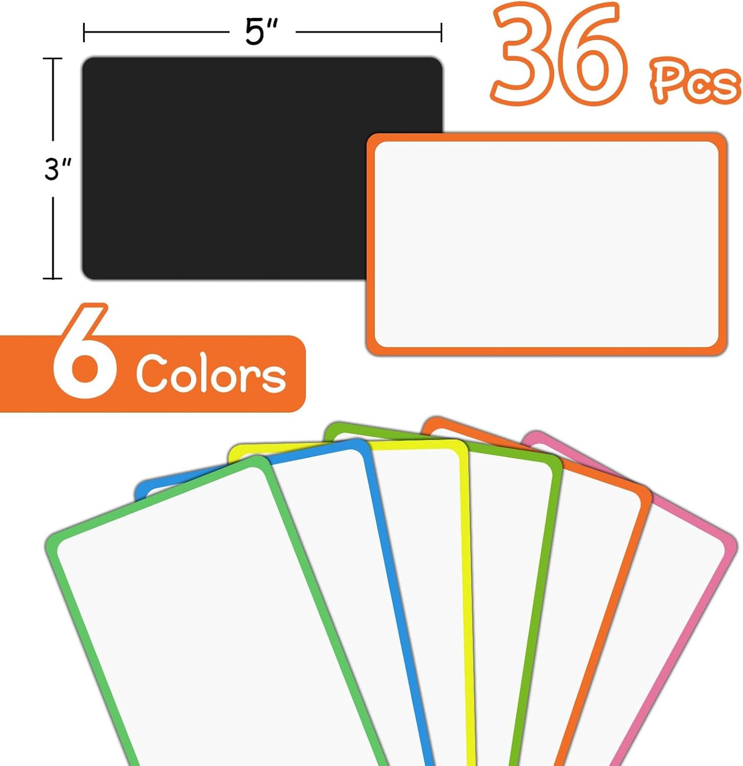 36 Pack Magnetic Dry Erase Labels 3x5 Inch - Reusable Whiteboard Name Tags & Mini Dry Erase Board for Fridge, Classroom, Office - Write & Wipe Stickers for Notes, Lists, Organizing