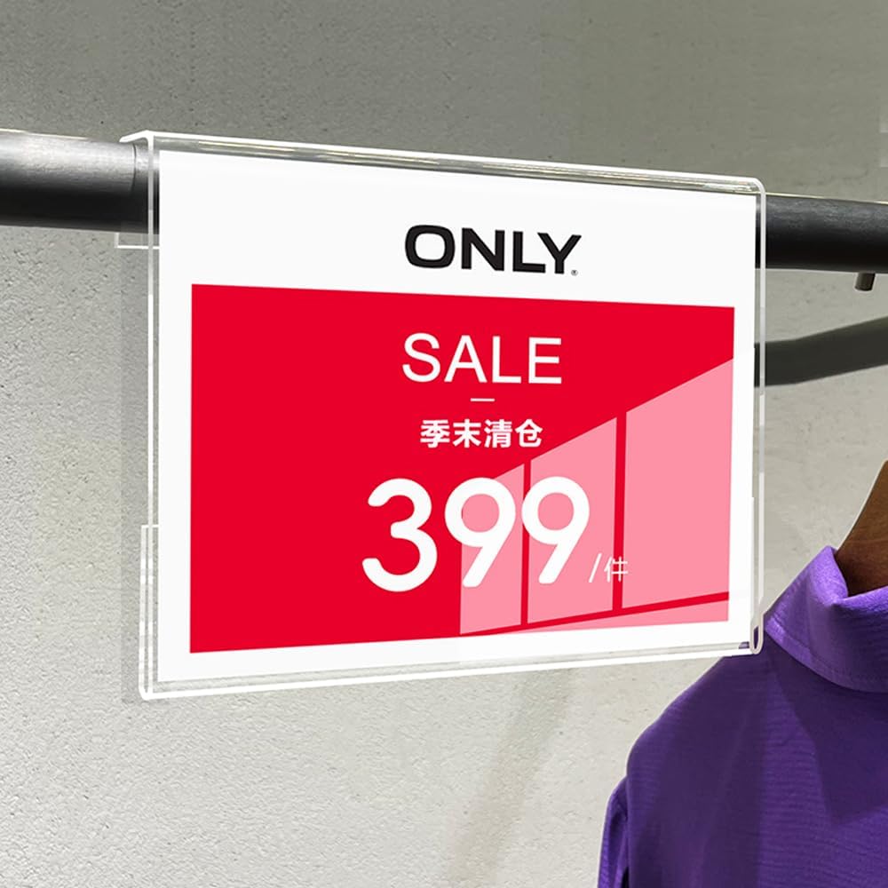Acrylic Sign Holder Price Tag Displays Sign Holder Ads Display Stand for Retail Store Clothing Price (Horizontal A6 150×100mm /5.91×3.94 inches)