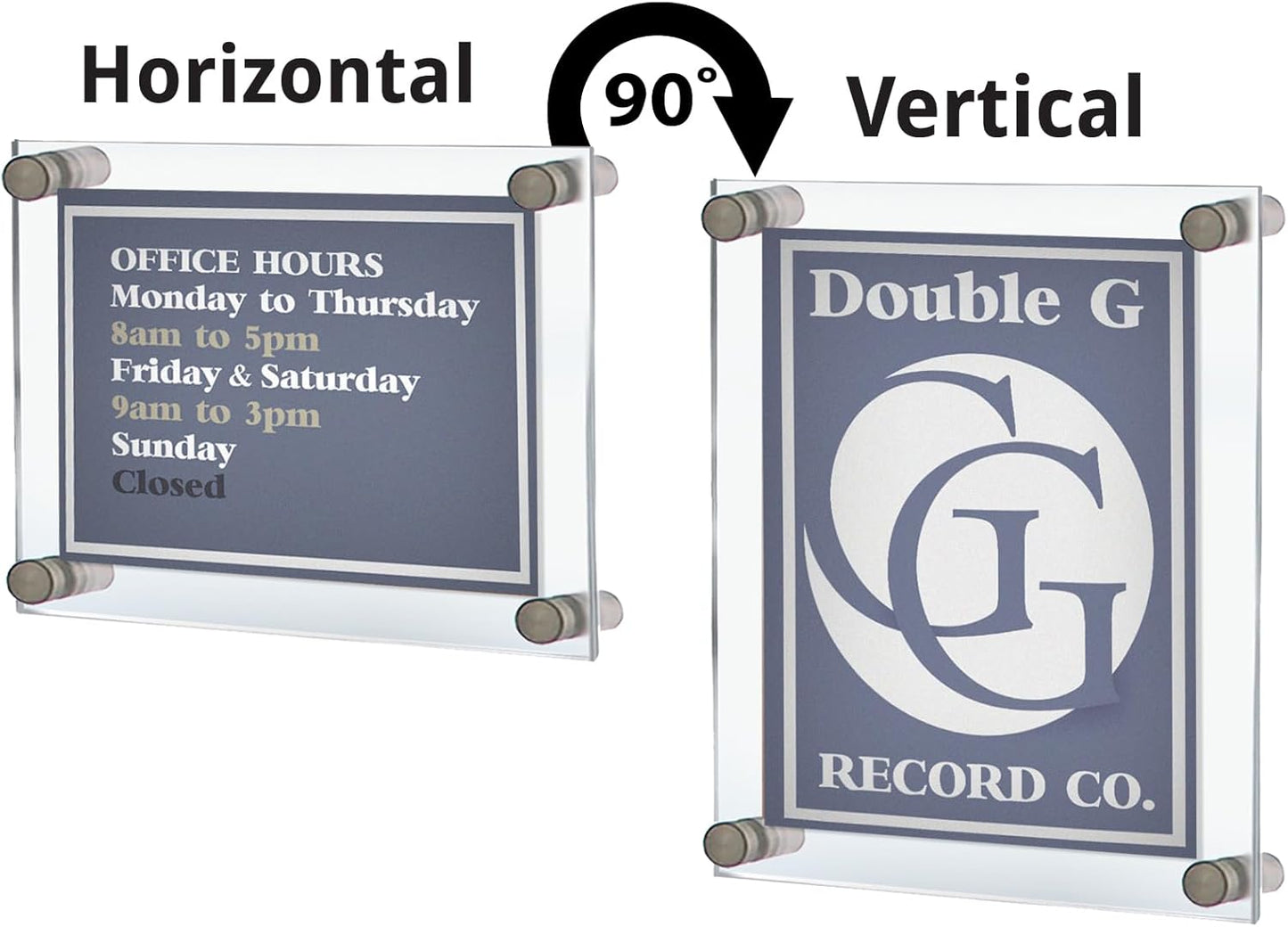 Azar Displays 105511 8.5" x 5.5" Standoff Sign Holder (Overall Size 12.5" x 9.5"), Silver