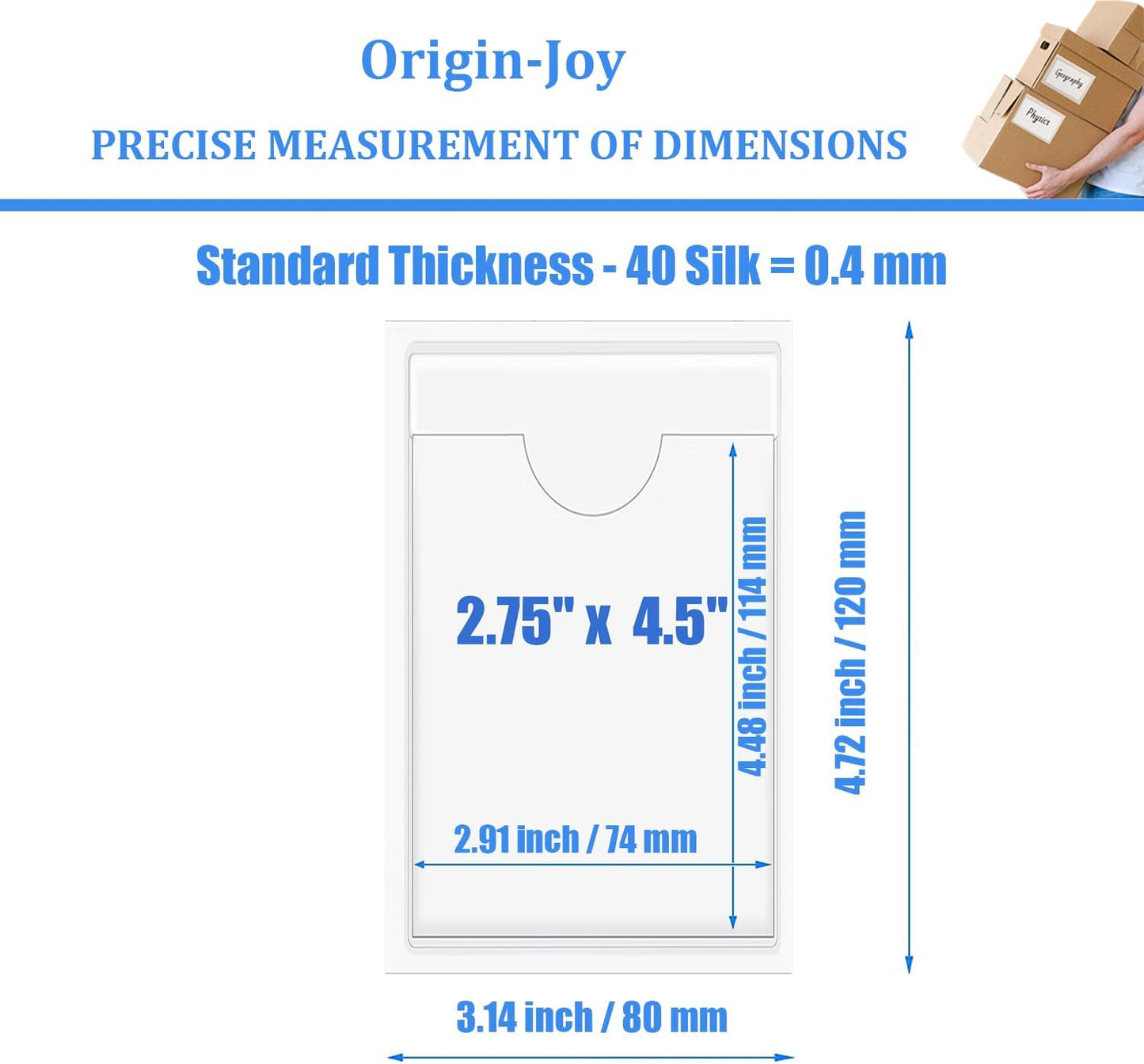 Origin-Joy 35 PCS Self Adhesive Index Card Pockets with Top Open, Clear Plastic Label Holder for Cards of Note, Library and Business, Adhesive Label Pockets & Card Holder (2.75 x 4.5 inch)