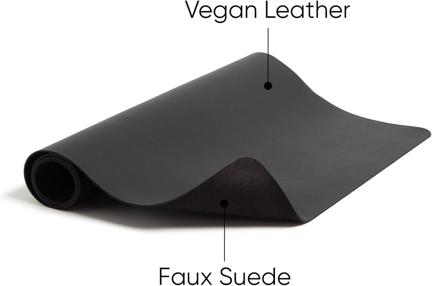 Smead Desk Pad, Vegan Leather Desk Mat with Non-Slip Faux Suede Backing, Perfect Desk Organizer for Office Decor, 23.6” x 13.7” Small, Charcoal (64838)