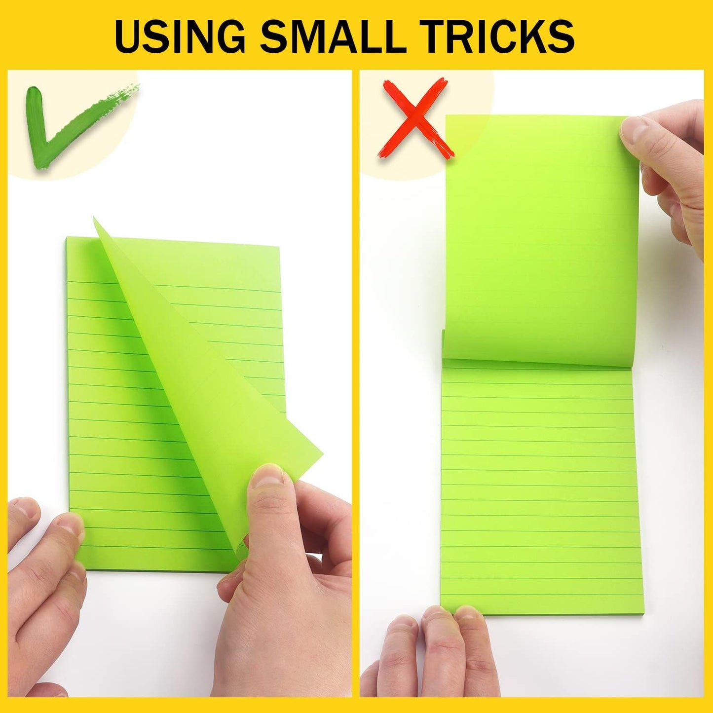 Eastern Wolf 8 Pads Lined Sticky Notes 4x6 Sticky Notes with Lines Self-Stick Note Pads 8 Bright Multi Colors, 35 Sheet/Pad