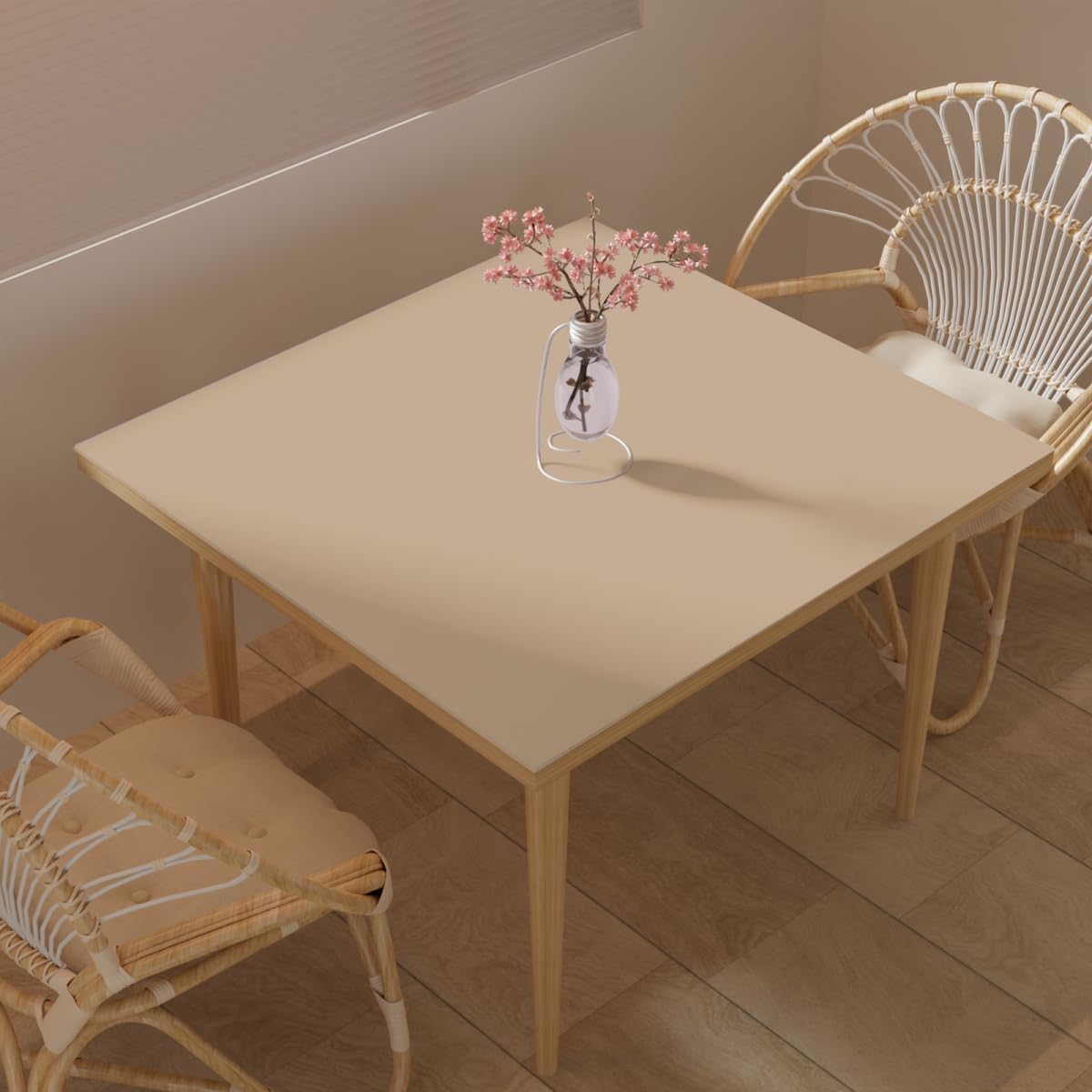 Desk Cover Protector - Used for Square Table Waterproof and Easy to Clean Good Flatness Easy to Used for Dining Table(Light Brown+Gray 44x44)