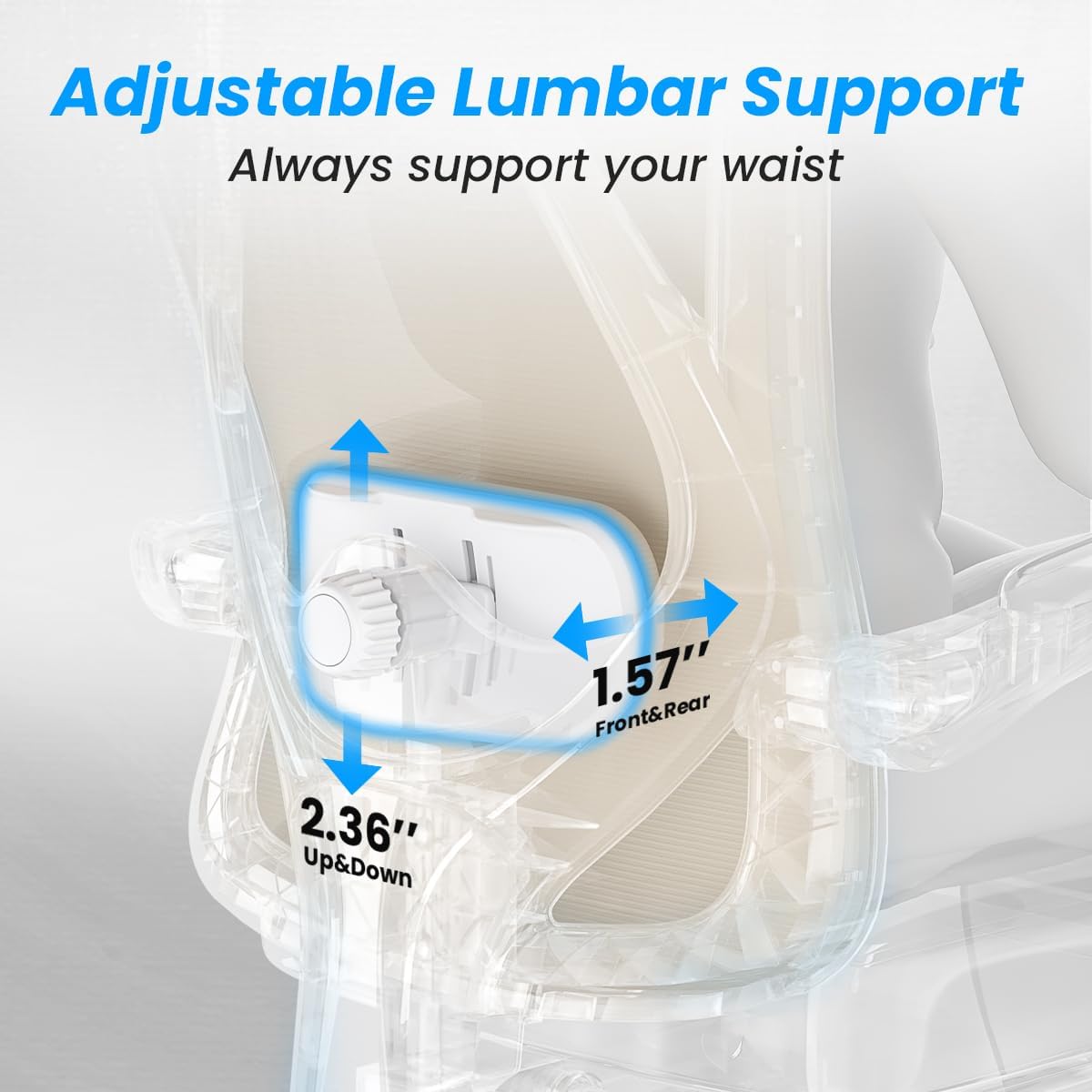 Farini Ergonomic Office Chair with Footrest, Mesh Office Desk Chair with Headrest, High Back Computer Chair with Adjustable Lumbar Support for Home Office Study Room Bedroom, White & Kakhi
