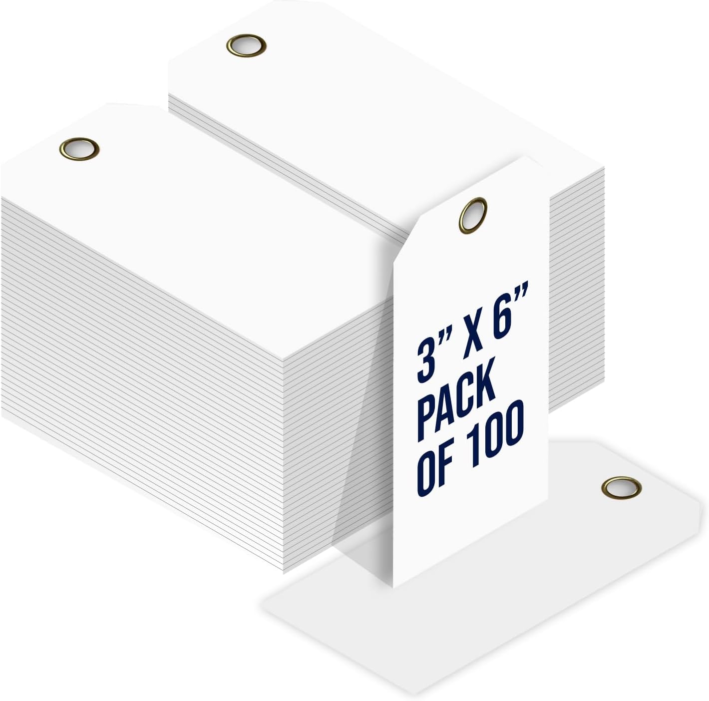 Tags 4 Less 15 Mil Waterproof Plastic Tags, Pack of 100 – 3” x 6” Heavy Duty Plastic Tags for Labeling, Outdoor Tagging, Equipment Labeling, Luggage, Valves & More (White)
