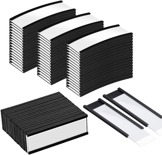 50 PCS Magnetic Data Card Holders 1 x 2 Inch Magnetic Label Holder Magnetic Labels with 50 Magnets and 50 Cards Magnetic Sign Holder for Metal Shelving, Metal Racks, Metal Mailboxes
