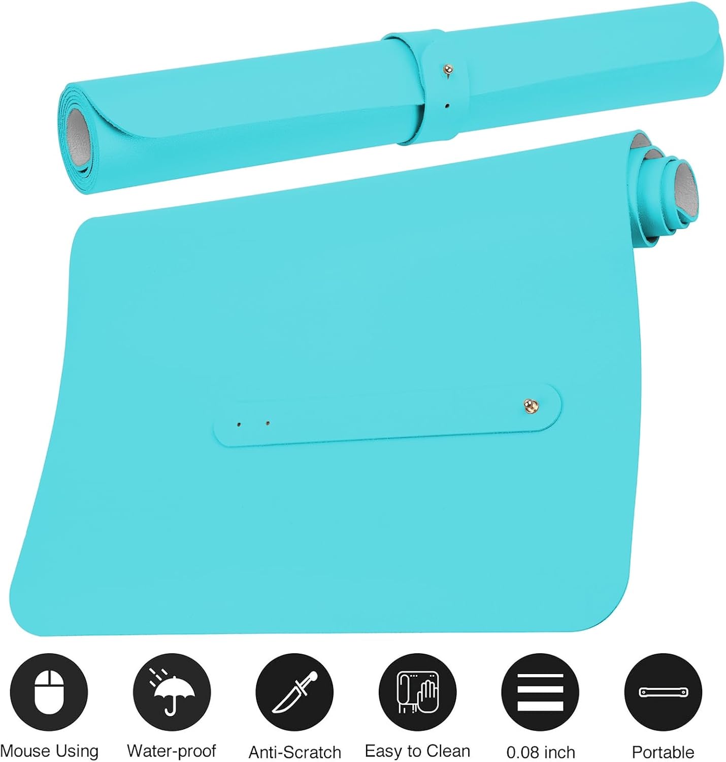 Boutilon Leather Desk Pad Protector,Non-Slip Mouse Pad,Laptop Desk Pad,Office Mouse Mat,Waterproof Leather Desk Blotter,Desk Writing Pad for Office and Home (XXXL-Bright Blue,47"x 24")