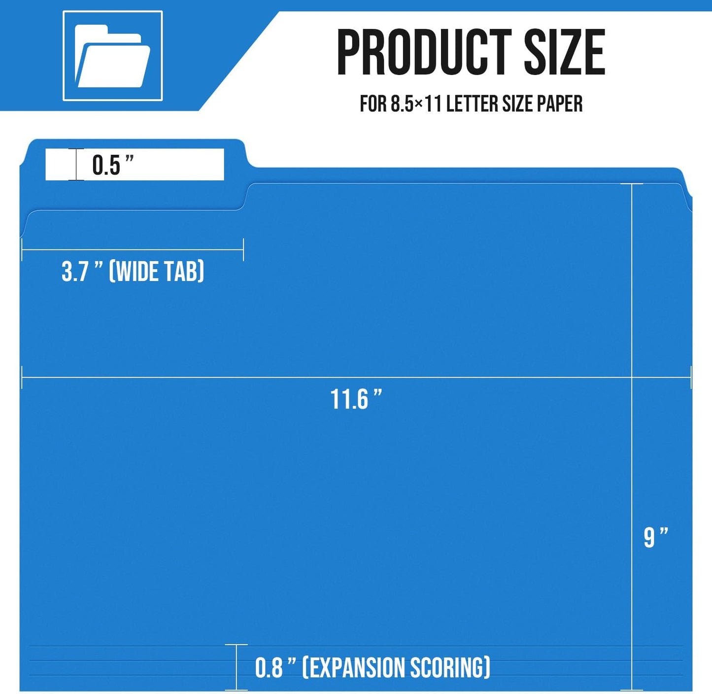 File Folders,IntoJoy 120 Pack Colored File Folder Letter Size, 1/3 Cut Tab Filing Folders for Office School Business File Document Organization,Blue