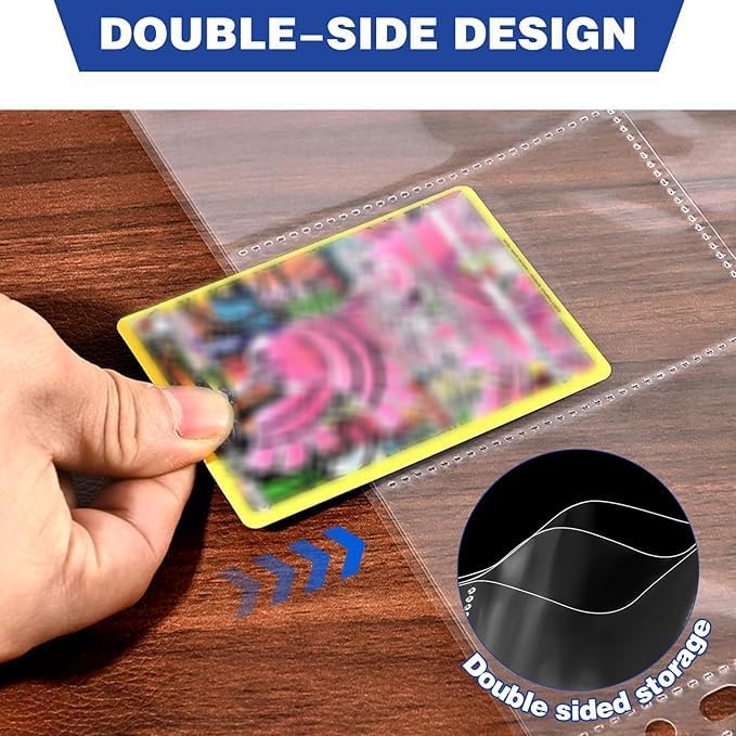 200 Pack 9 Pocket Double Side Card Sleeves Binder Sheets, Holds 3600 Cards, Trading Card Binder Sleeves for 3 Ring Binder, Card Sleeve Pages for Baseball, Football, Business, TCG, Kpop Cards