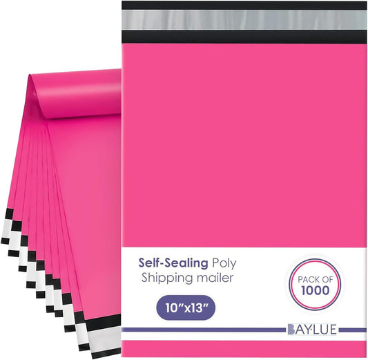 Hot pink Poly Mailers 10x13 Inch | Strong Adhesive Self-Seal Mailing Bag | Tamper, Tear, Water Resistant polymailer | Thick Strong Material Mailer Poly Bag | Clothing shipping Bags | 1000 Pcs Bulk