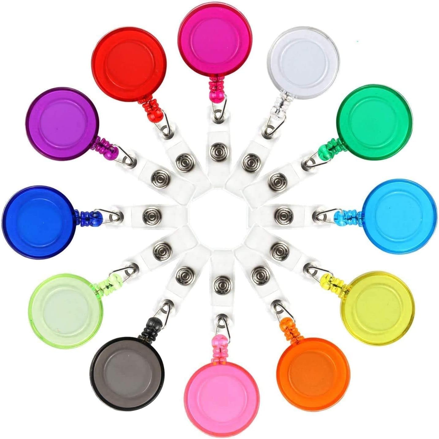 JANYUN 30 Pcs Retractable Badge Reel, ID Badge Holder Retractable Clip for Nurse Doctor Teachers Students Office Workers Hanging ID Card Name Key Chain