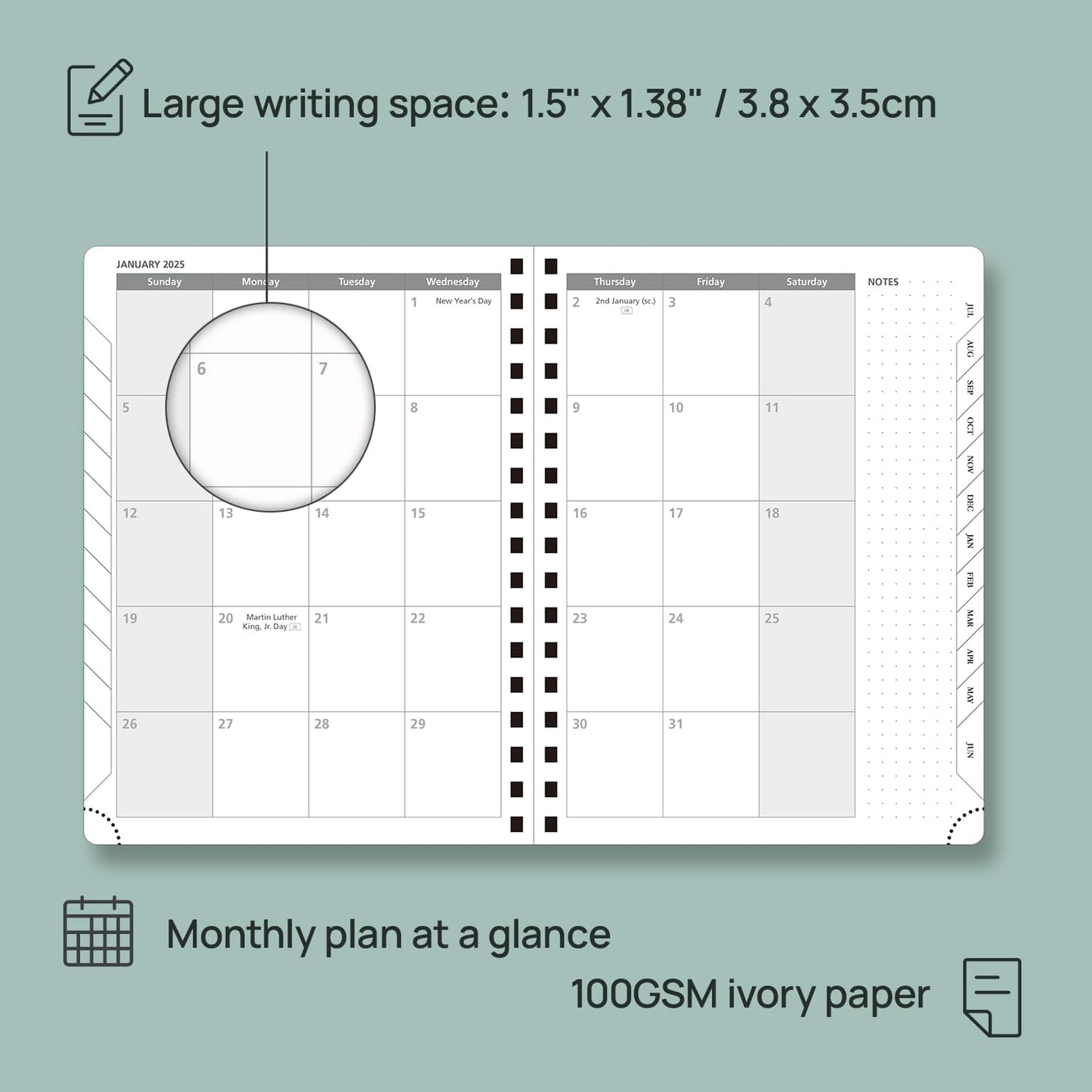 POPRUN Planner 2025-2026 (Medium - 6.5'' x 8.5'') Academic Weekly Calendar (July 2025 - June 2026) with Hourly Time Slots, Monthly Tabs, 100GSM Thick Papers, Spiral Leather Cover - Purple
