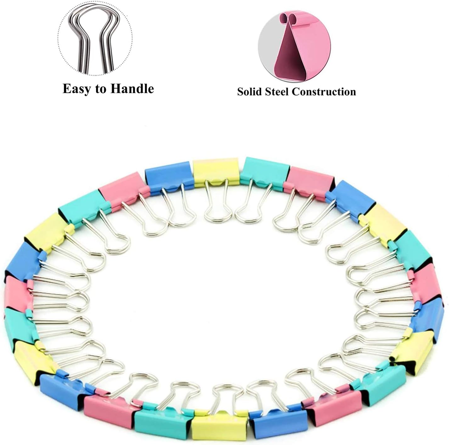 Ufmarine Small Binder Clips 1 inch Length, Colorful, for Office (64 Pcs)