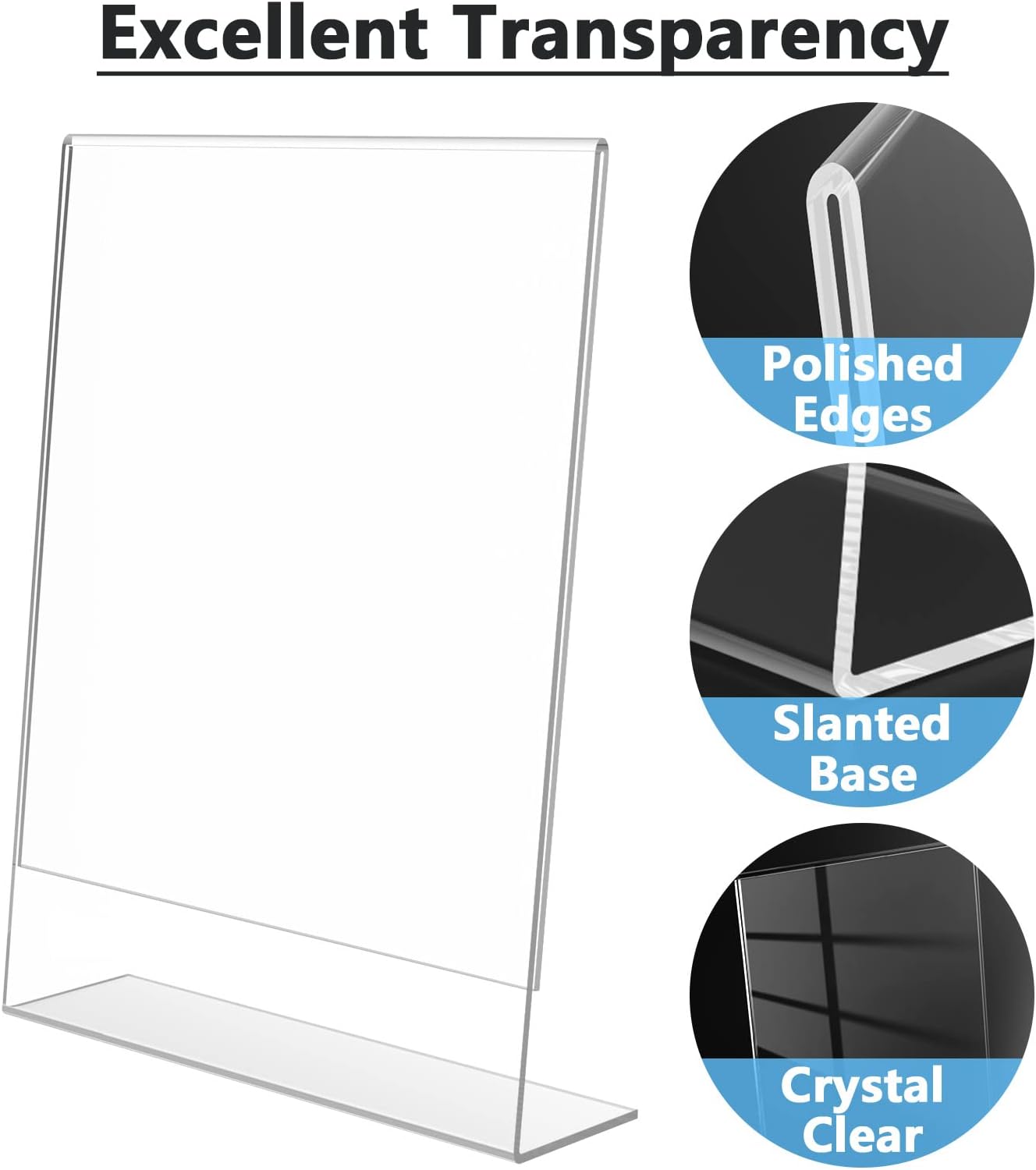 MaxGear Acrylic Sign Holder, Clear Sign Holders Plastic Display Stand 8.5 x 11 Inches Slant Back Countertop Display Picture Frames for Menus, Flyer, Use In Office, Store, 3 Pack