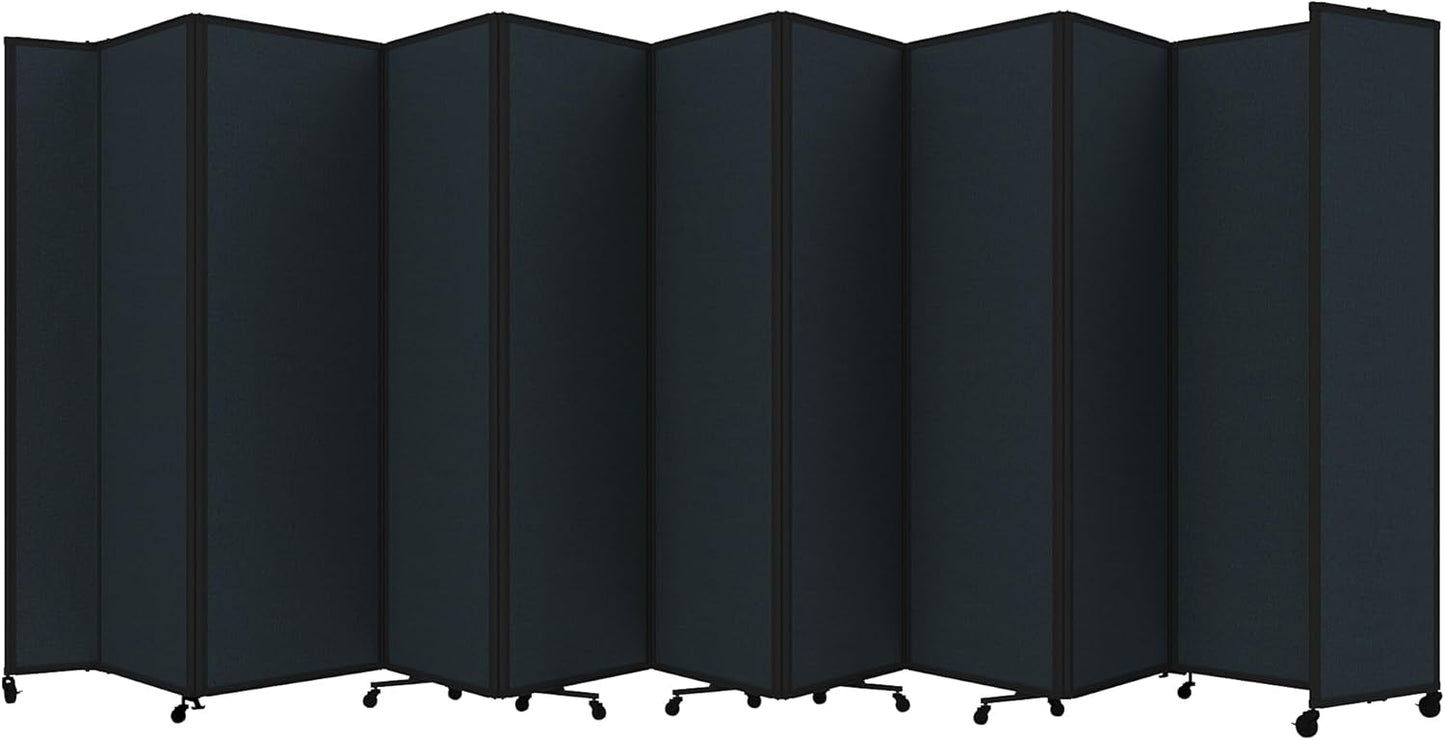 Versare Room Divider 360 Portable Wall Partition | Folding Panels | Large Freestanding Divider | Locking Wheels | Temporary Room Separator | 25' x 7'6'', Blue Spruce