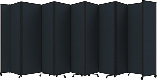 Versare Room Divider 360 Portable Wall Partition | Folding Panels | Large Freestanding Divider | Locking Wheels | Temporary Room Separator | 25' x 7'6'', Blue Spruce
