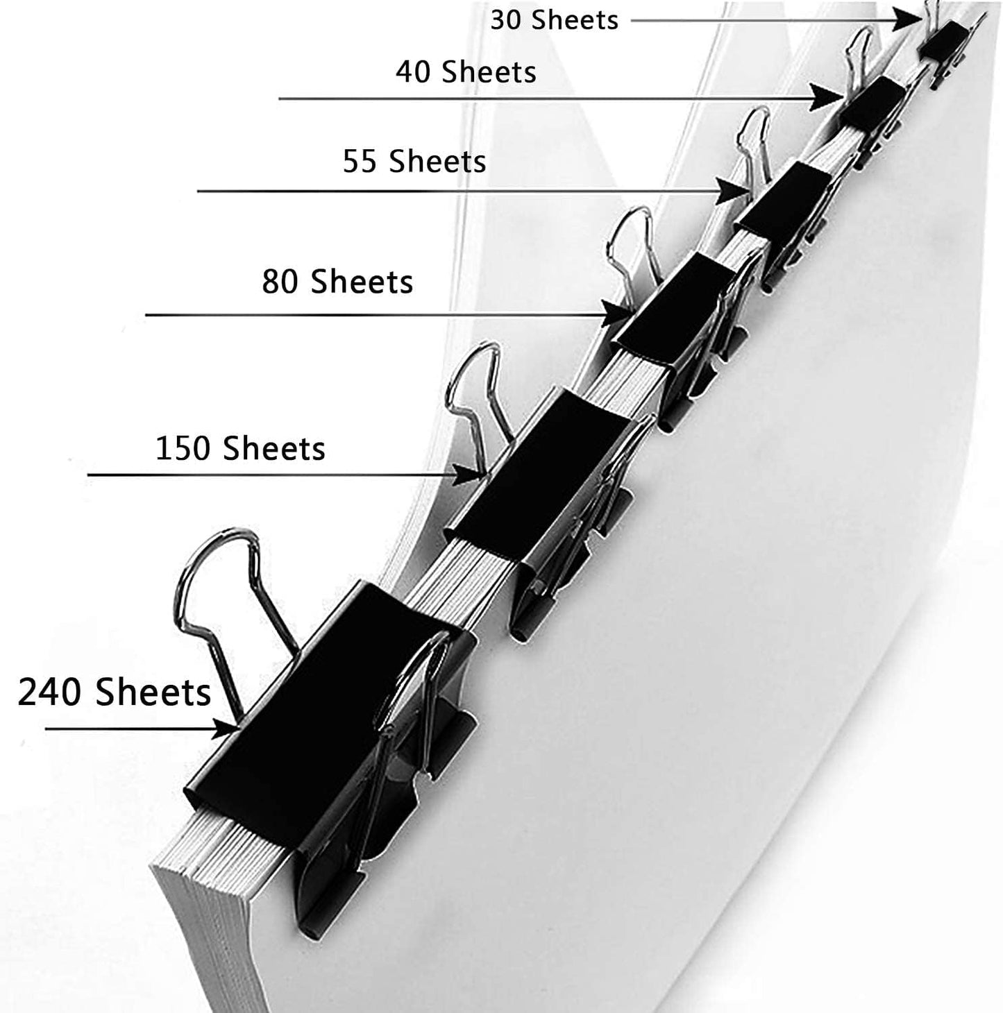 SANNIX 100 PCS Binder Clips Assorted Sizes, X Large, Large, Medium, Small, Mini and Micro, Binder Clips Paper Clamps for Office Home School