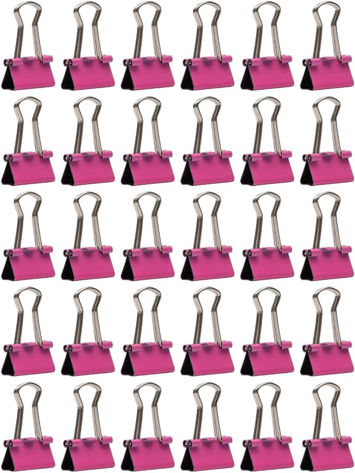 JAM PAPER Colorful Binder Clips - Extra Small - 3/5 Inch (15 mm) - Pink Binderclips - 30/Pack