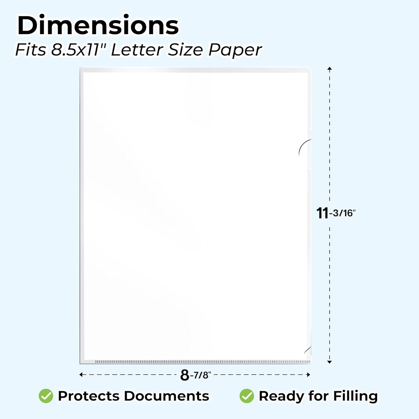 Dunwell Clear Folders for Documents, Plastic 8.5x11 File Sleeves for Document Protection, Filing, Storage, Organization (36 Pack) Transparent Folders with Pockets, Durable Letter Size Document Holder