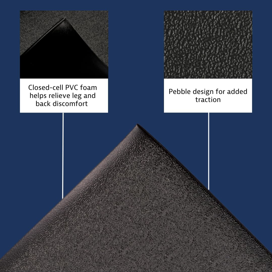 Notrax 411 Sof-Tred™ 4' x 60' x 3/8" Anti Fatigue Mat, Enhanced Slip Resistance with Beveled Edges and Pebbled Surface, Ideal for Industrial and Commercial Workplaces, Black, 411R0348BL