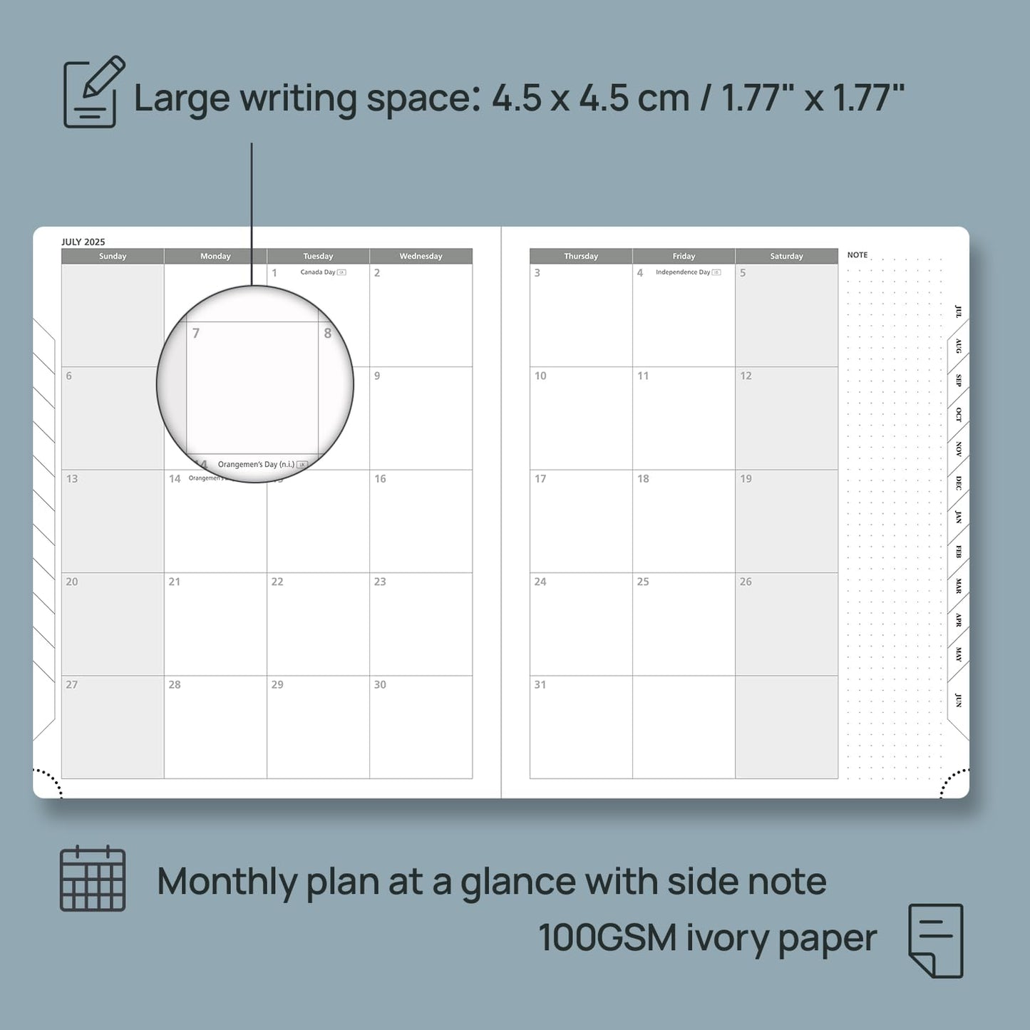 POPRUN Planner 2025-2026 (Large 8.5''x 10.5''), Horizontal Weekly Notebook Jul.2025 - Jun.2026, Academic Appointment Book with Monthly Tabs, Leather Hardcover, Inner Pocket, 100 GSM - Navy Blue