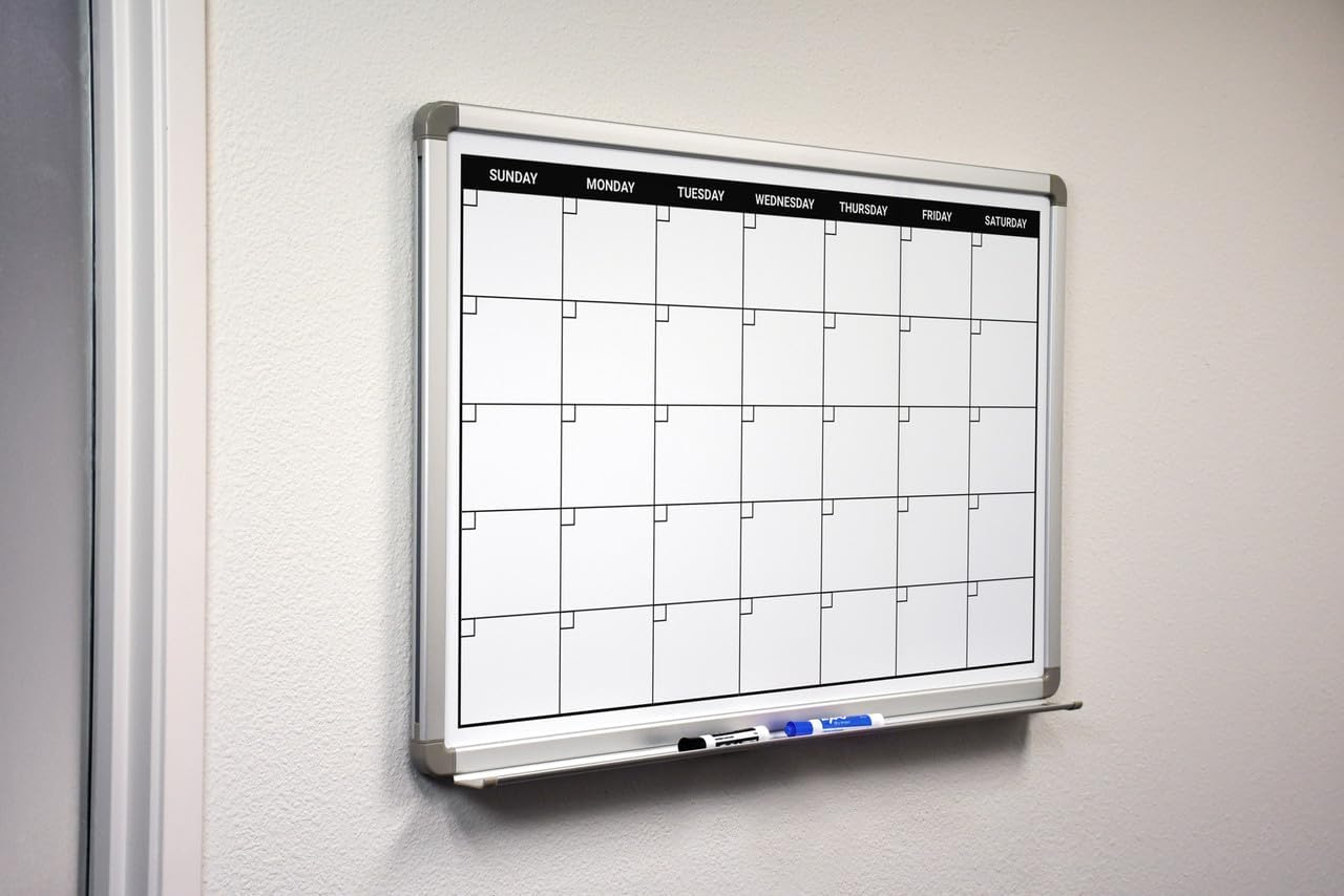 Month Calendar Dry-Erase Scheduling Whiteboard 36" x 24"