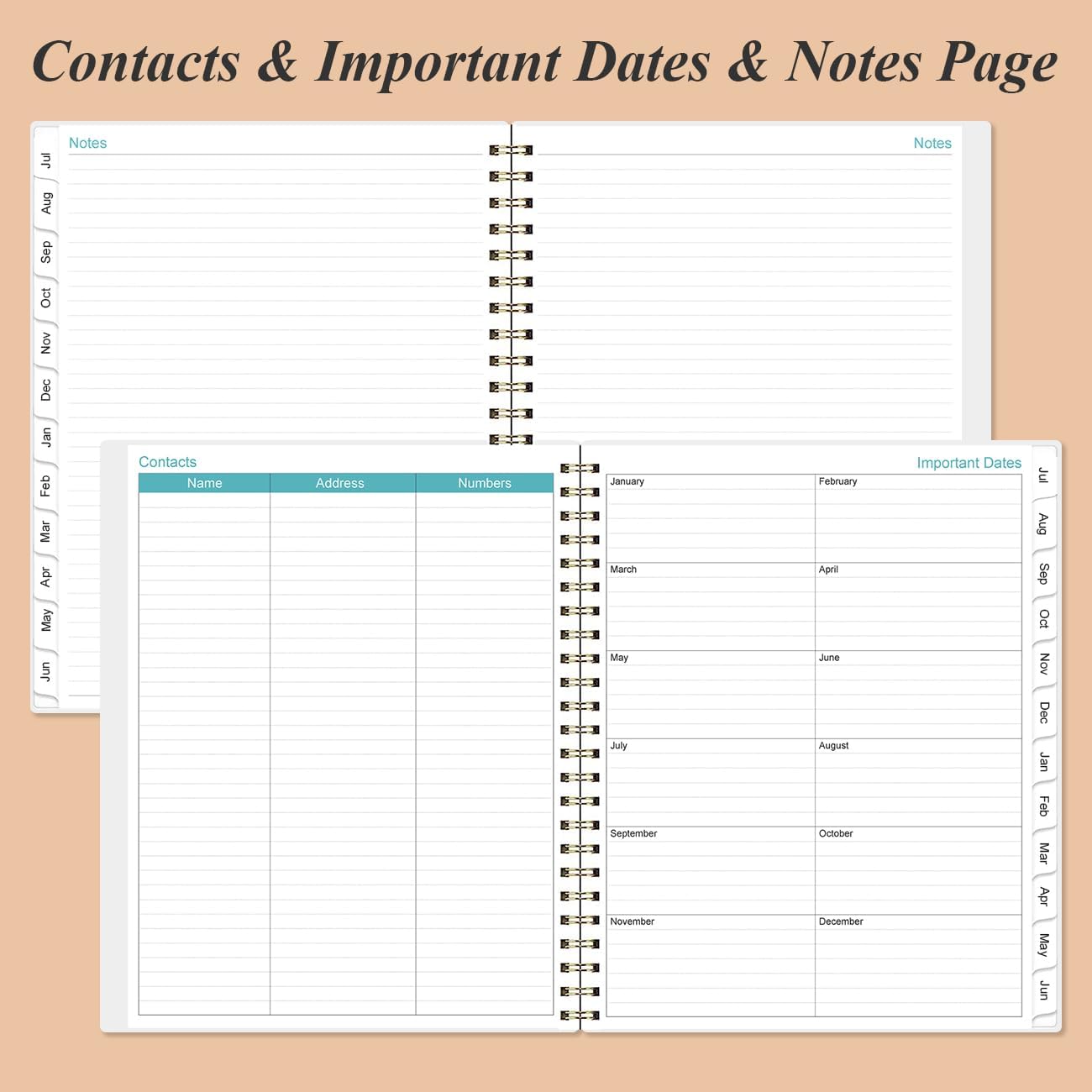 2025-2026 Planner - Academic Planner 2025-2026 from July 2025 to June 2026 with 12 Monthly Tabs, Flexible Cover, Inner Pocket, 8.5" x 11", Rose Leaf