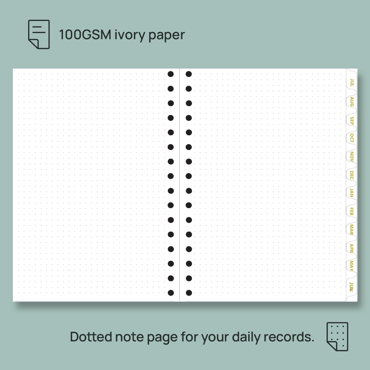 POPRUN Monthly Planner 2025-2026 Spiral Hardcover (6.25'' x 8.5''), 18 Months Calendar (Jul.2025 - Dec.2026)- 2 Pages per Month with Dotted Note Pages, Sunday Start, Laminated Tab - Light Yellow